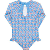 Girls Blue Primrose Rashguard One Piece