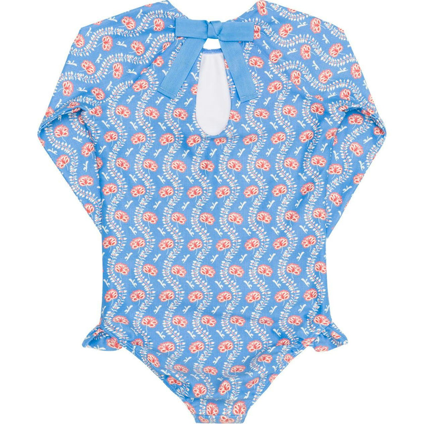Girls Blue Primrose Rashguard One Piece