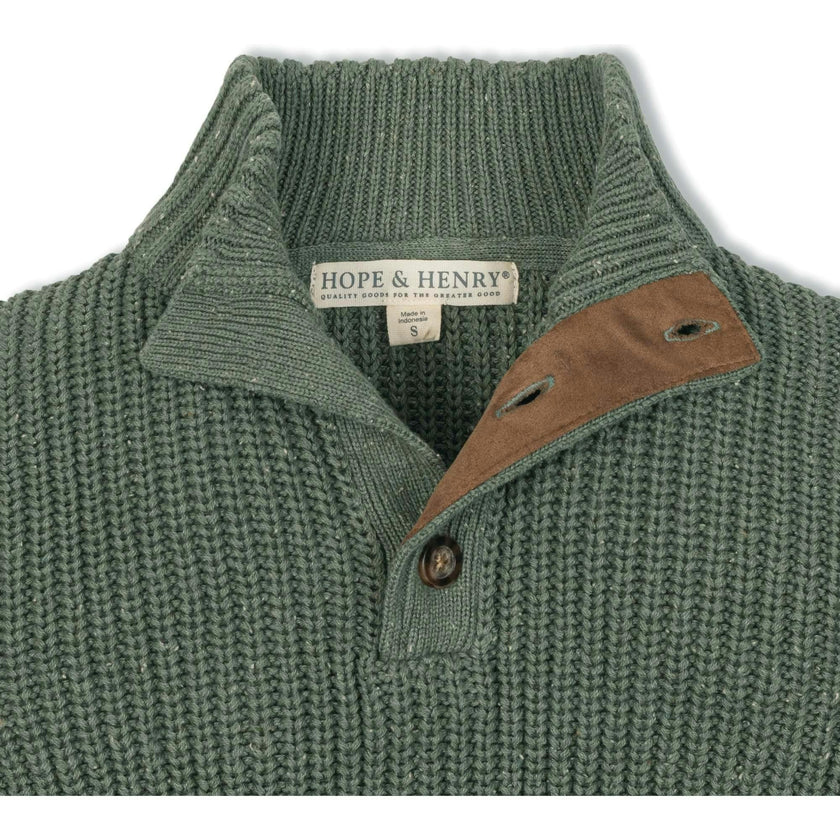 Organic Mock Neck Cardigan Stitch Sweater