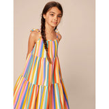 Tie Shoulder Tiered Dress, Multi