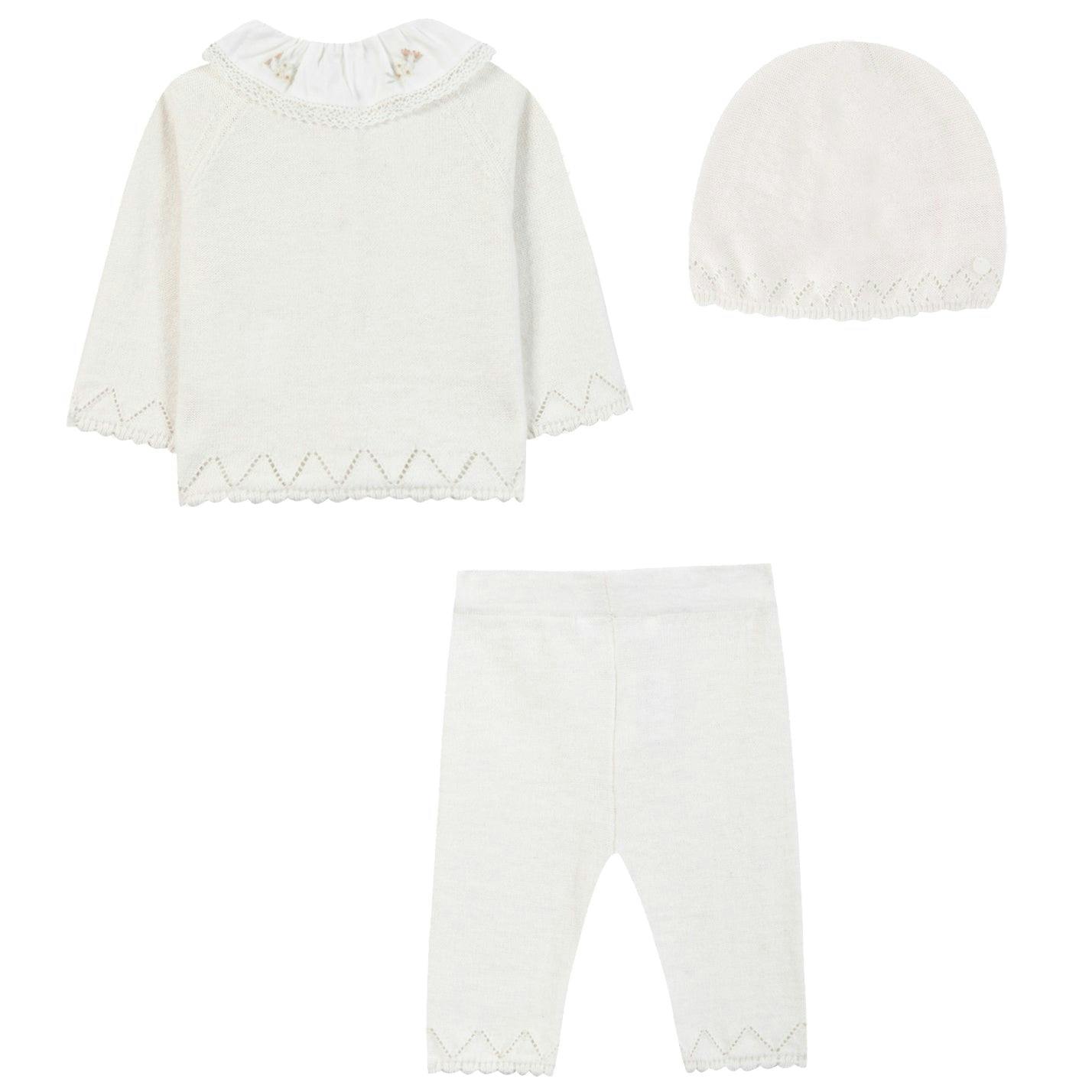 TARTINE ET CHOCOLAT Delicate Knit Baby Set - Nacre