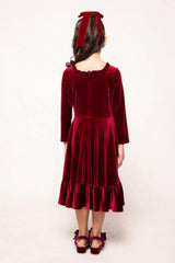 Mini Cypress Dress in Wine Velvet