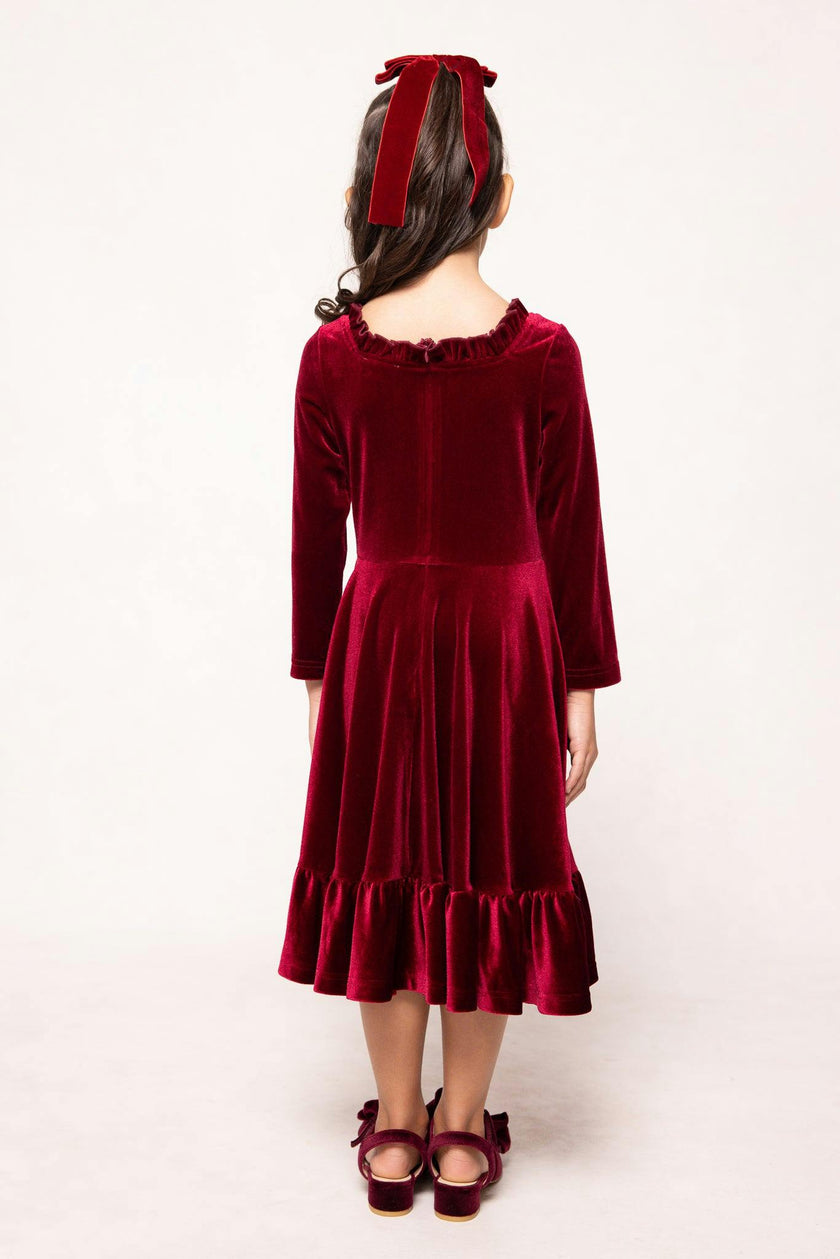 Mini Cypress Dress in Wine Velvet