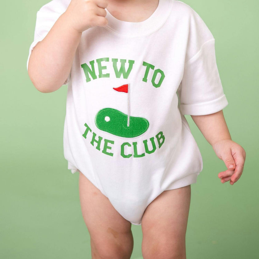 New To The Club Patch Short Sleeve Romper - White