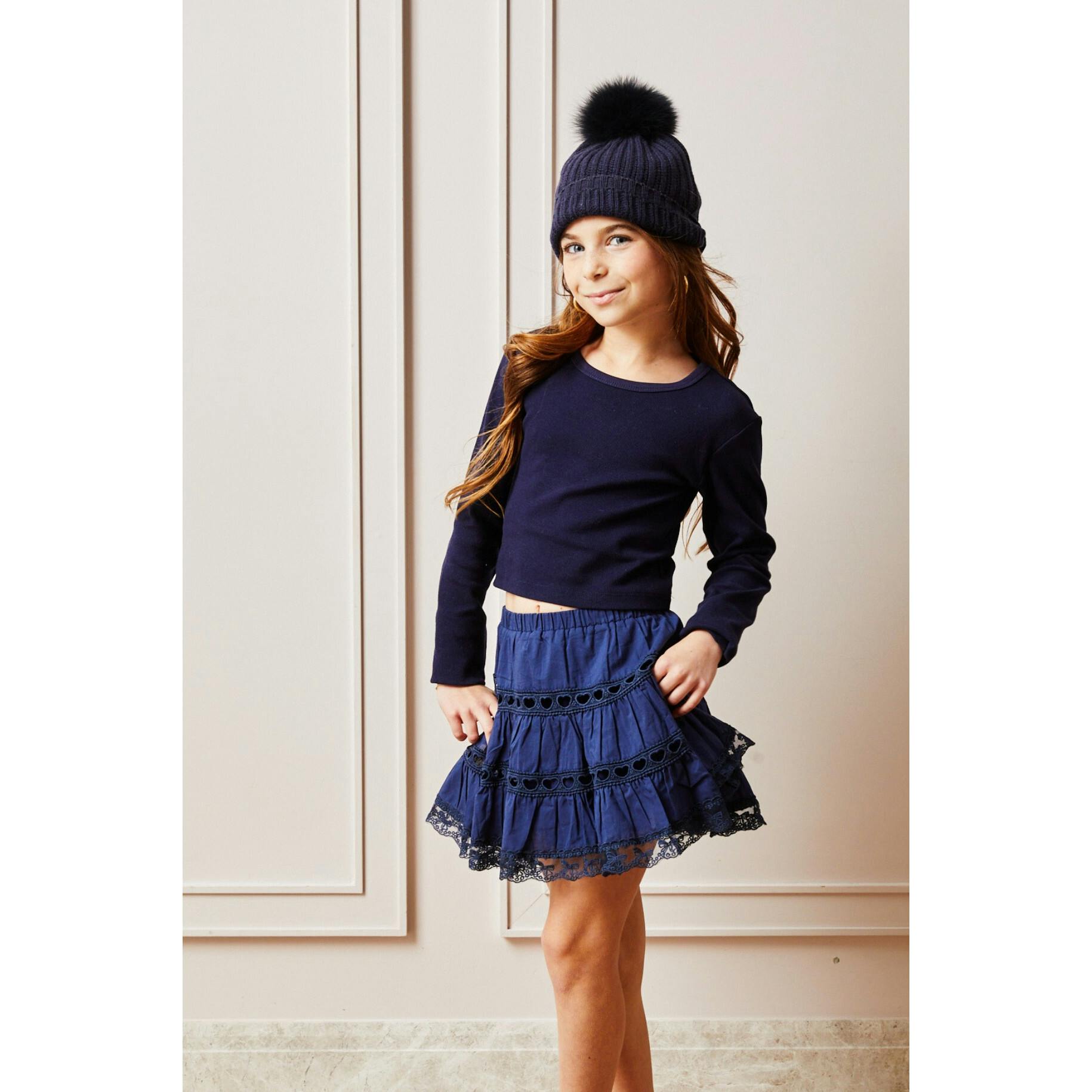 Sofia Heart Bow Lace Mini - Navy