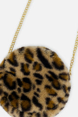 Faux Fur Shoulder Bag Brown Leopard Print
