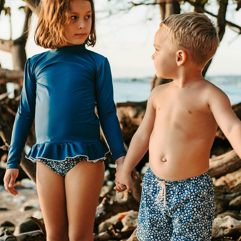 Rupert Swim Shorts Night Blue Shell Print