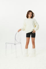 Maya Taupe Fluffy Drop Shoulder Sweater