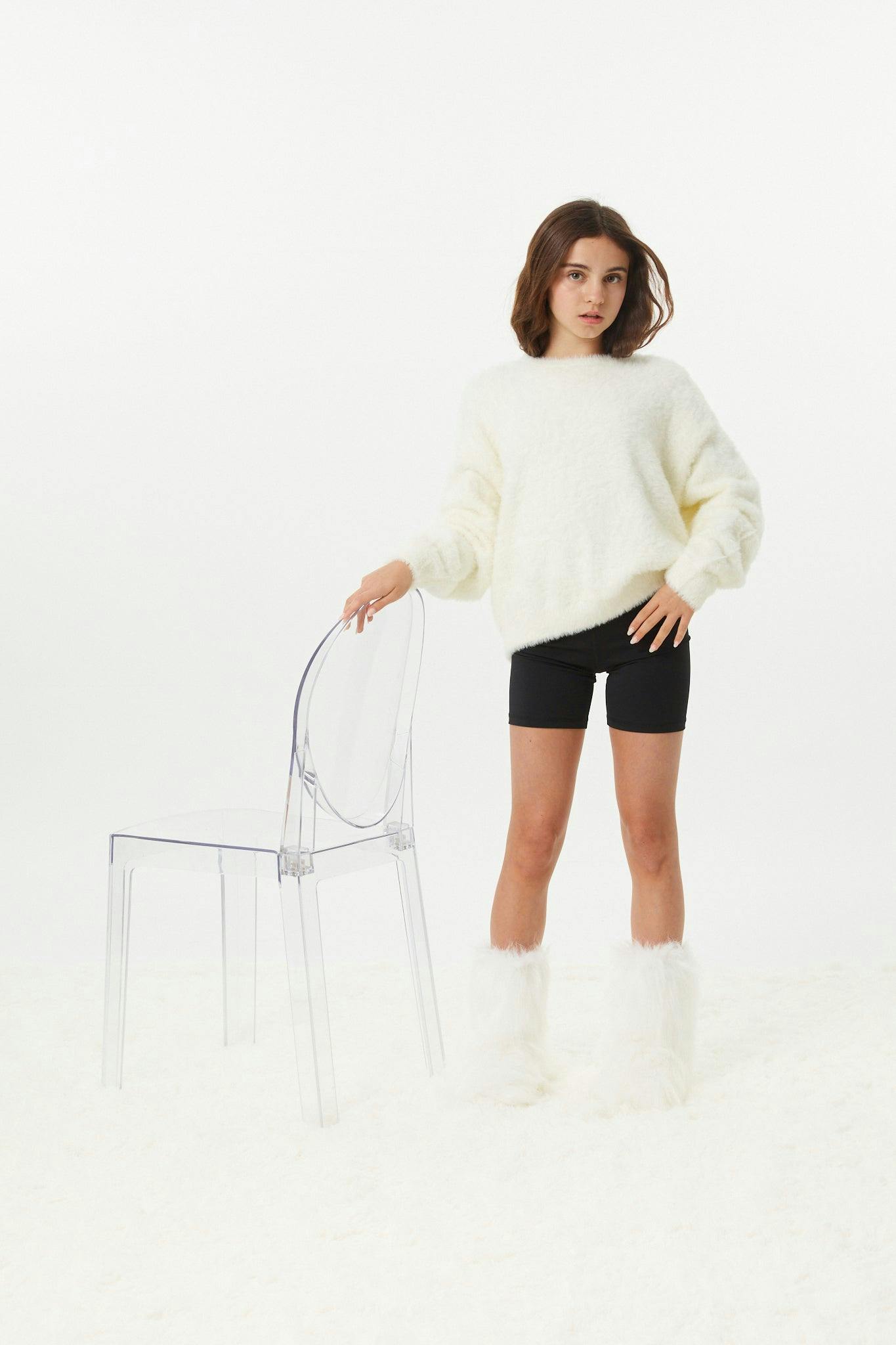 Maya Taupe Fluffy Drop Shoulder Sweater