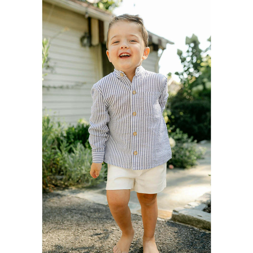 Arthur Long Sleeve Shirt - Navy Seersucker
