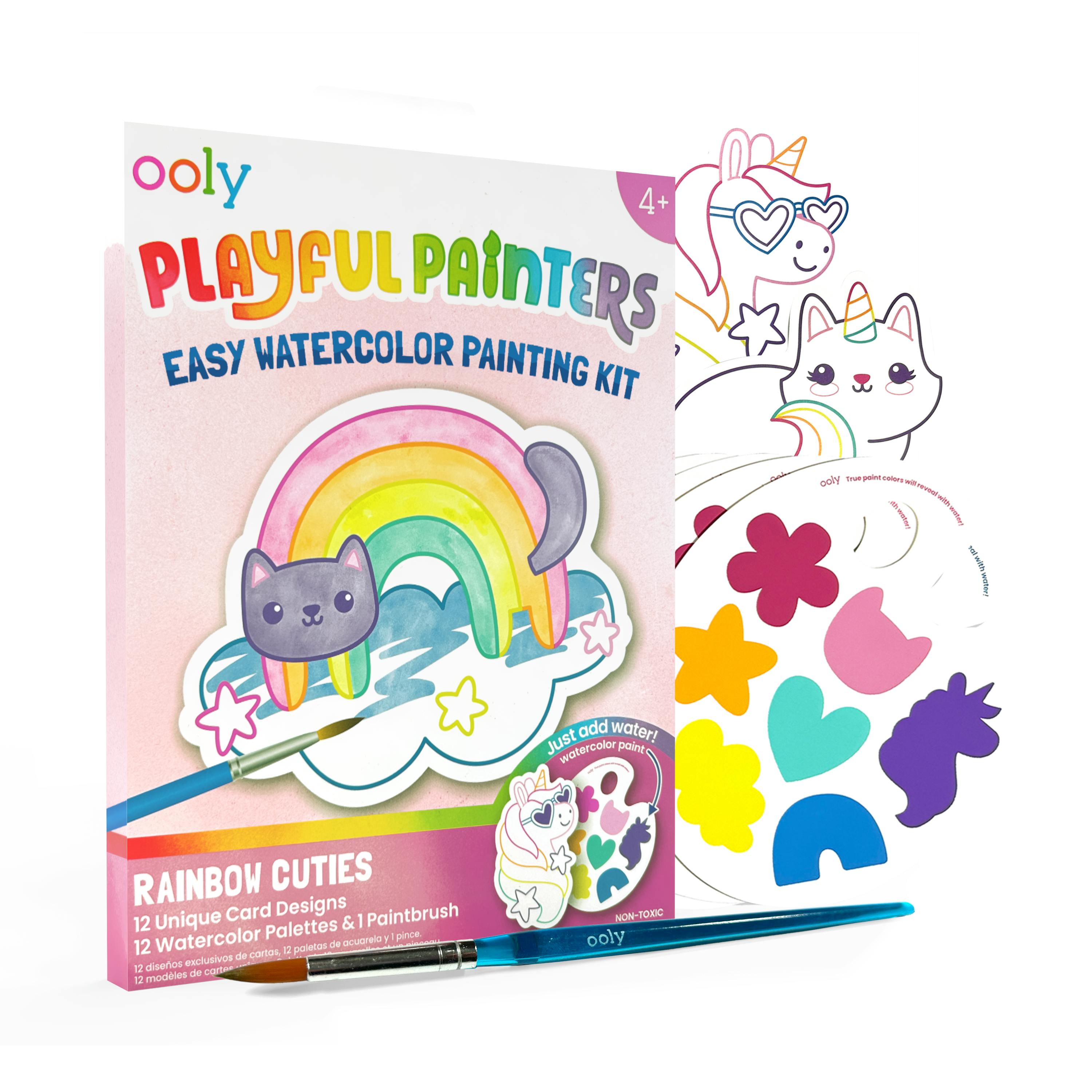 Playful Painters Easy Watercolor Painting Kit - Rainbow Cuties