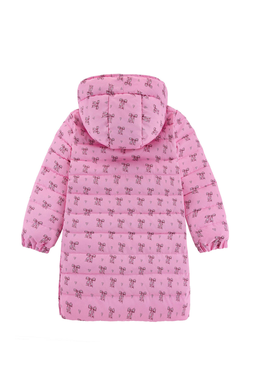 Logan Heavy Weight Down Puffer Coat, Candy Pink Bow