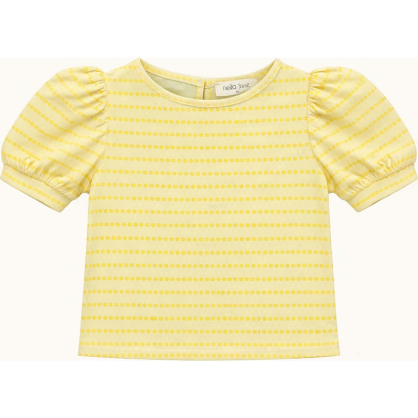 Puff Sleeve Tee in Yellow Floral Stripe