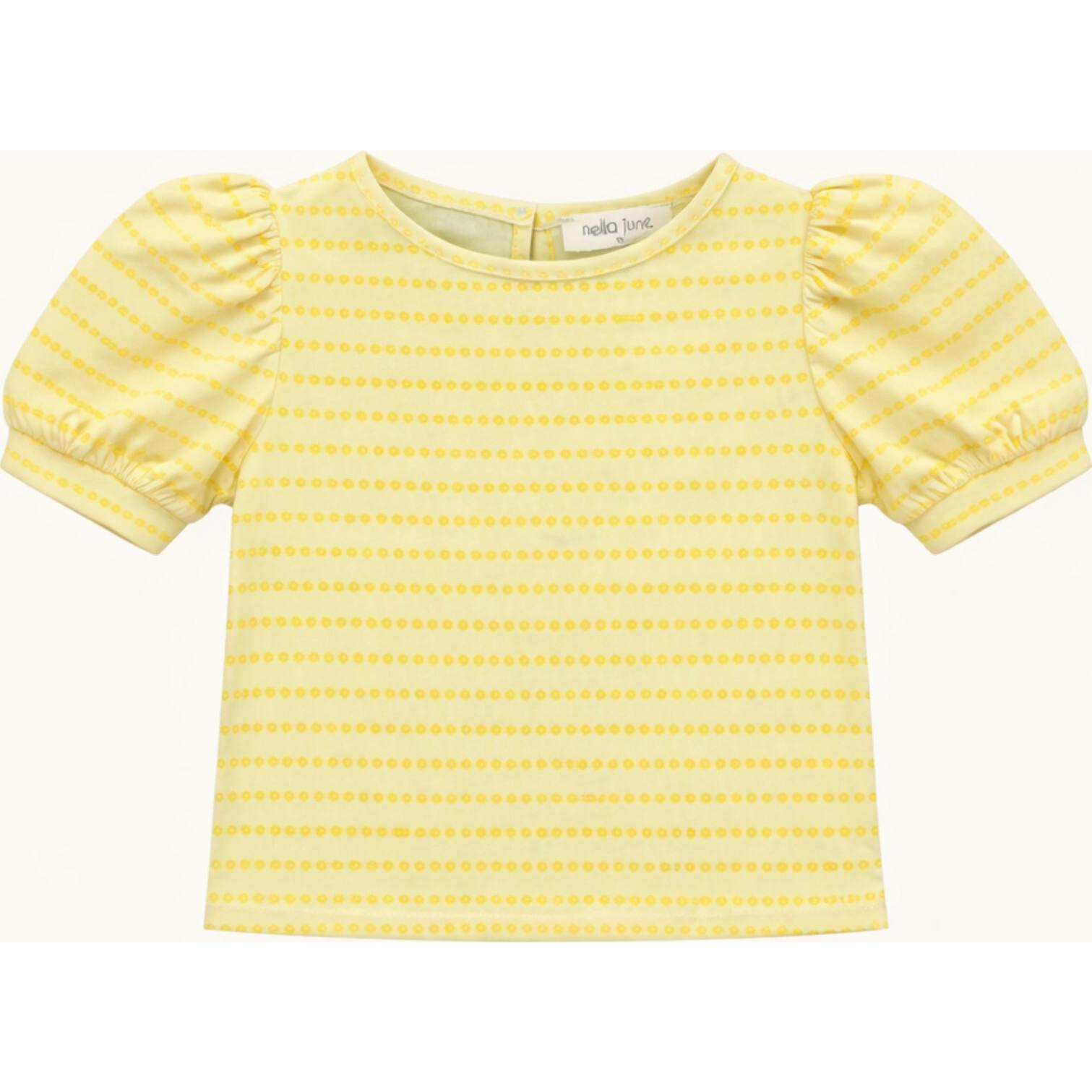Puff Sleeve Tee in Yellow Floral Stripe