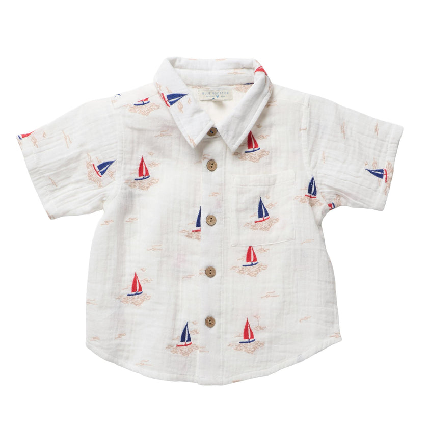 Boys Jack Shirt - Sailboat Embroidery