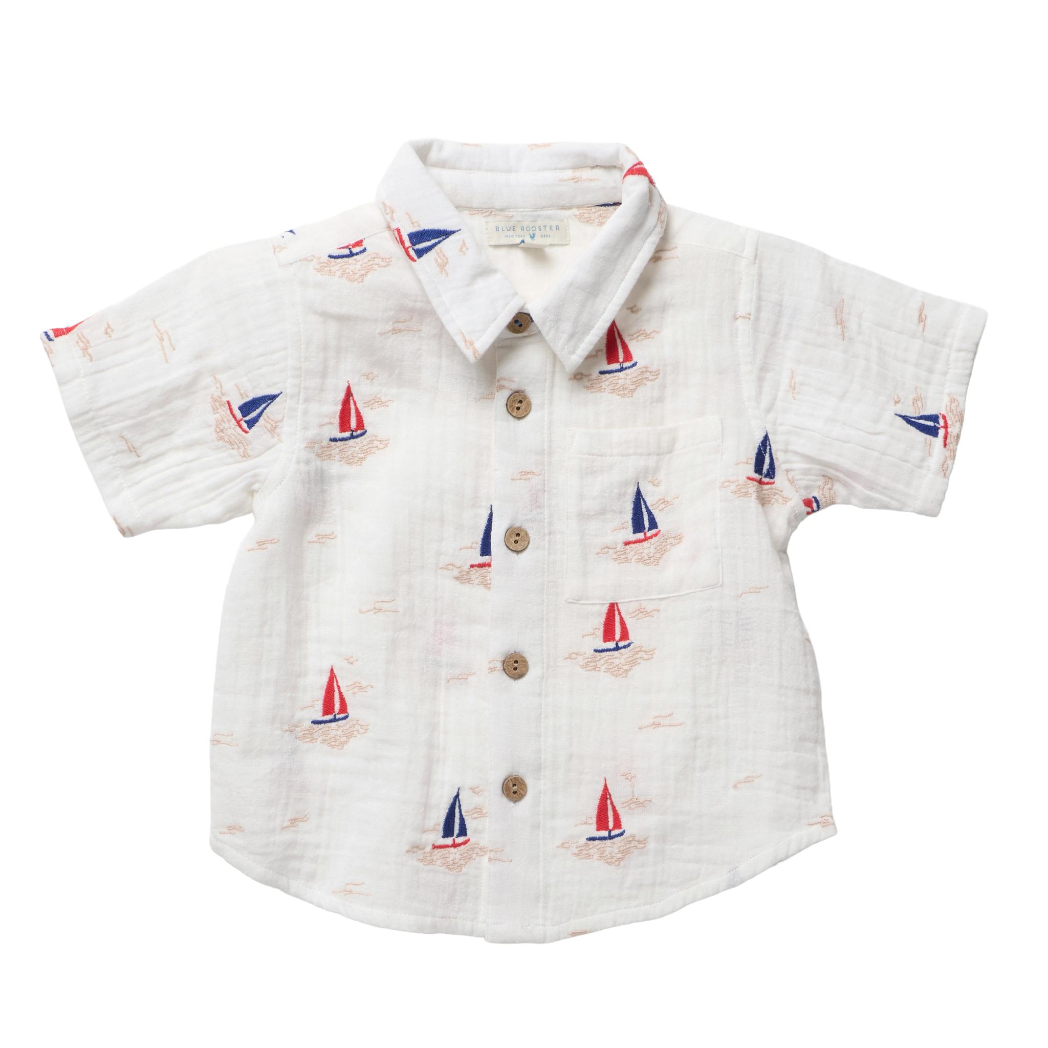 Boys Jack Shirt - Sailboat Embroidery