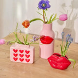 Ceramic Vase with Embossed Hearts