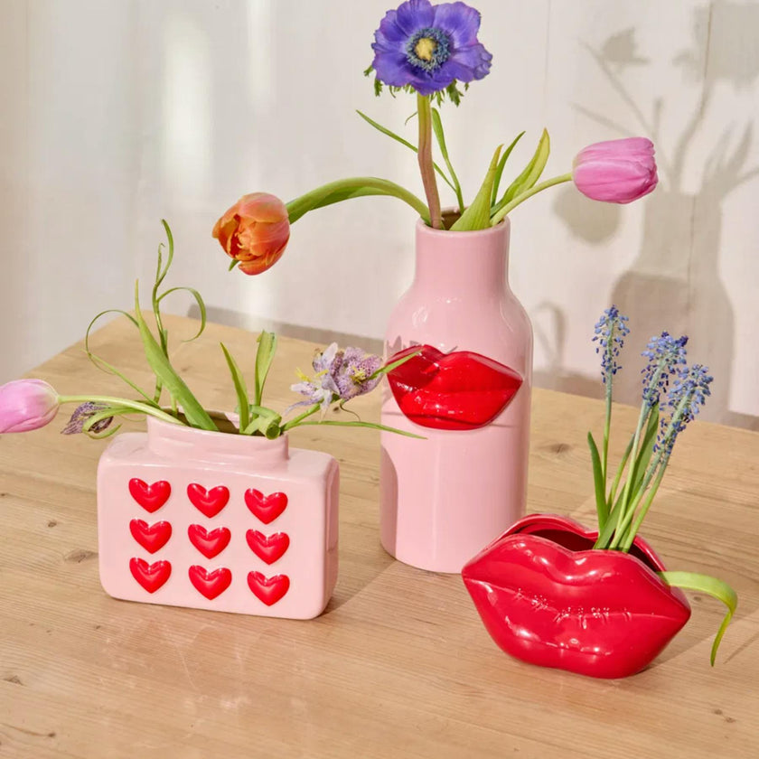 Ceramic Vase with Embossed Hearts