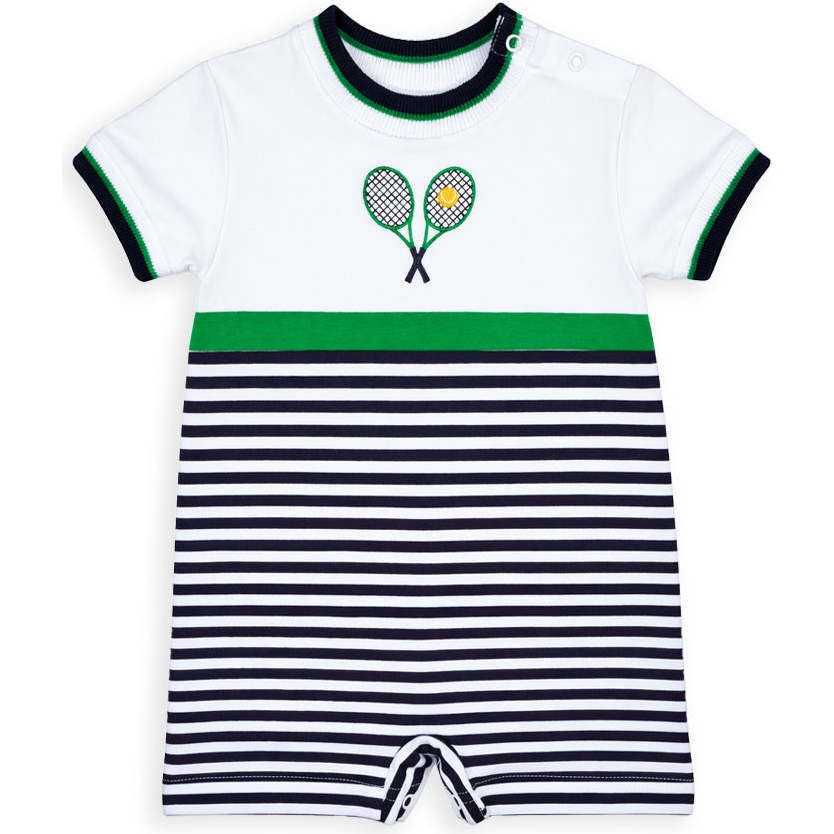 Stripe Knit Shortall with Tennis Rackets