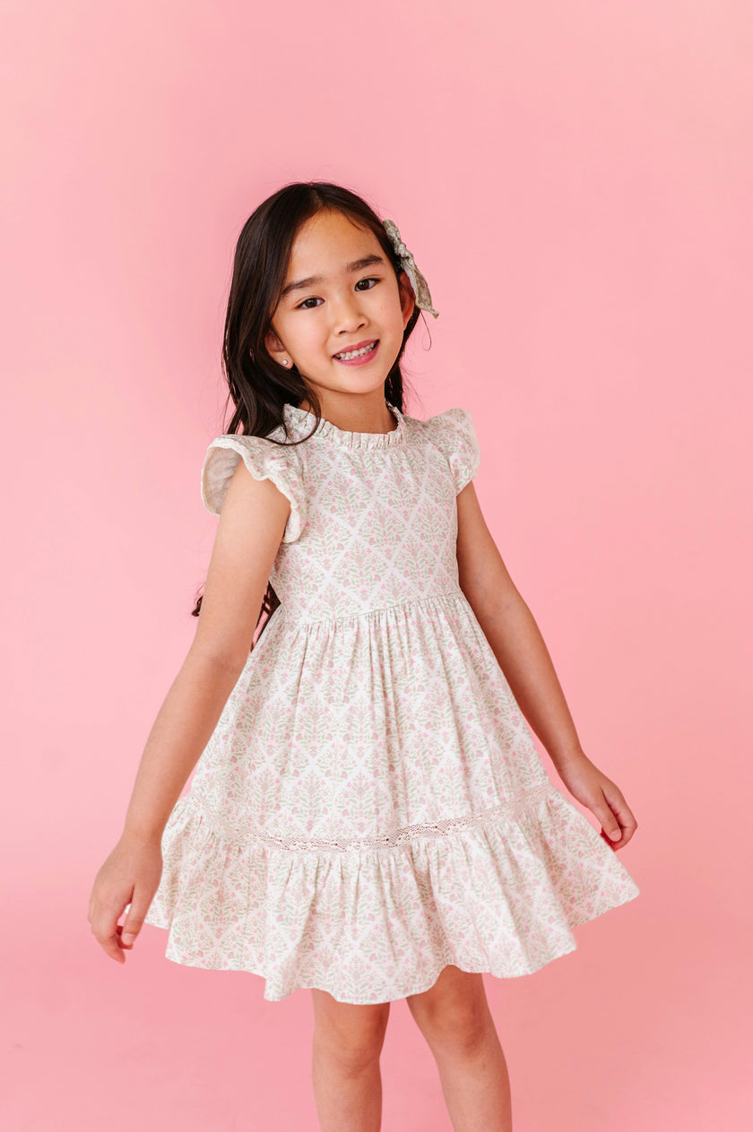 Spring Mosaic Ruffle Dress