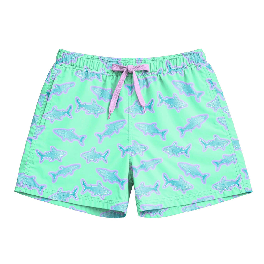 Dylan Boys Neon Sharks Print Board Shorts