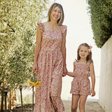 Queen B Jacqueline Women'S Flutter Sleeve Maxi Dress, Florals
