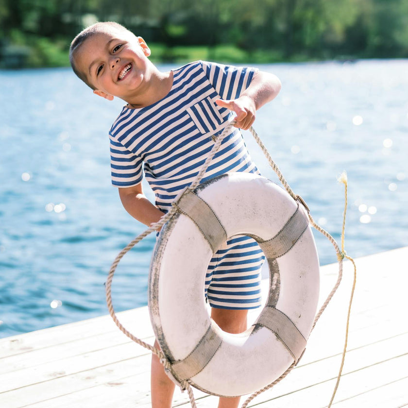 Stripe Above Knee Drawstring Shorts