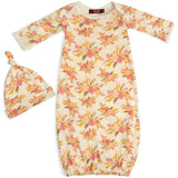 Vintage Floral Organic Cotton Newborn Gown & Hat Set