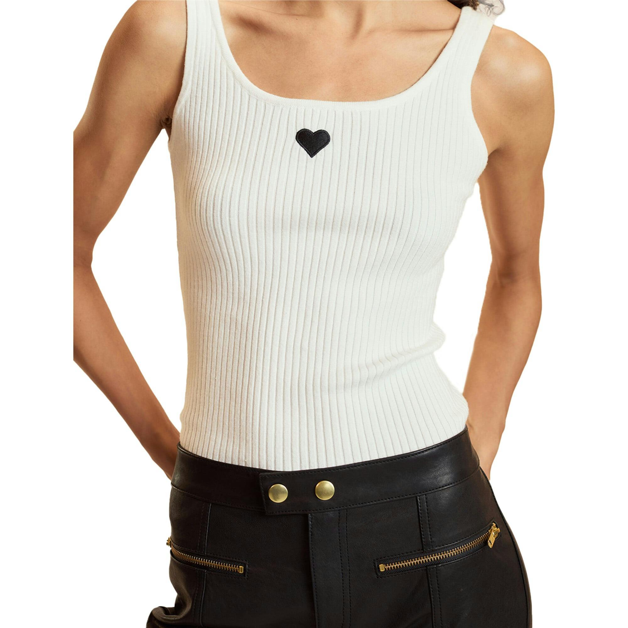 Heart Embroidered Knit Top