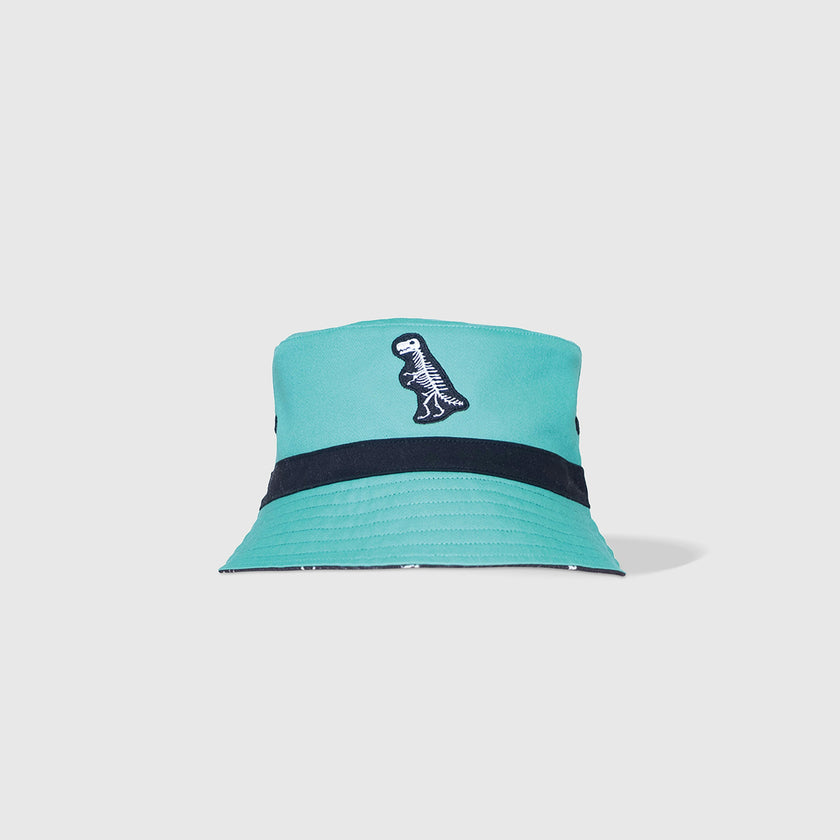 Reversible Glow-in-the-Dark Bucket Hat – Dino Skeleton Bones