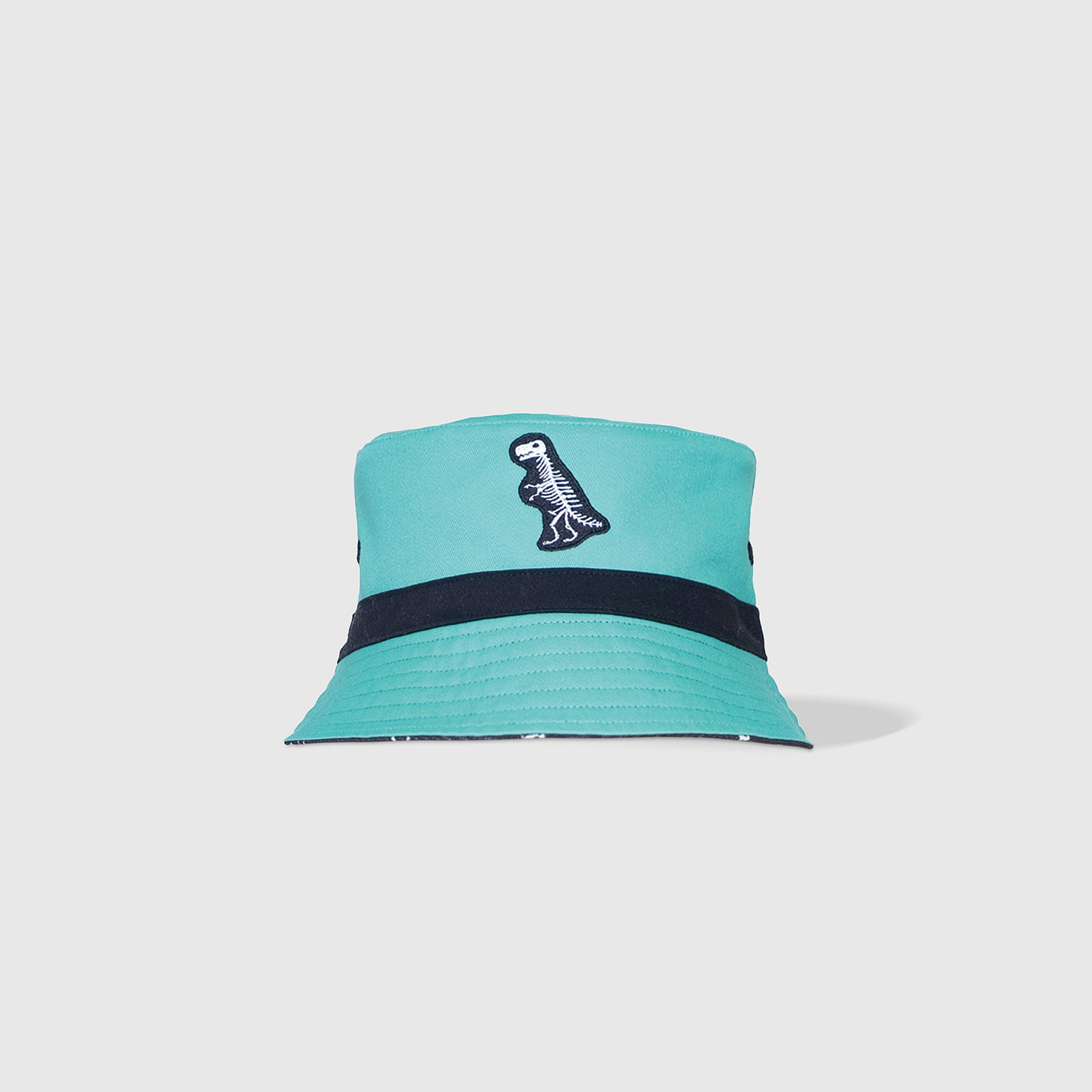 Reversible Glow-in-the-Dark Bucket Hat – Dino Skeleton Bones
