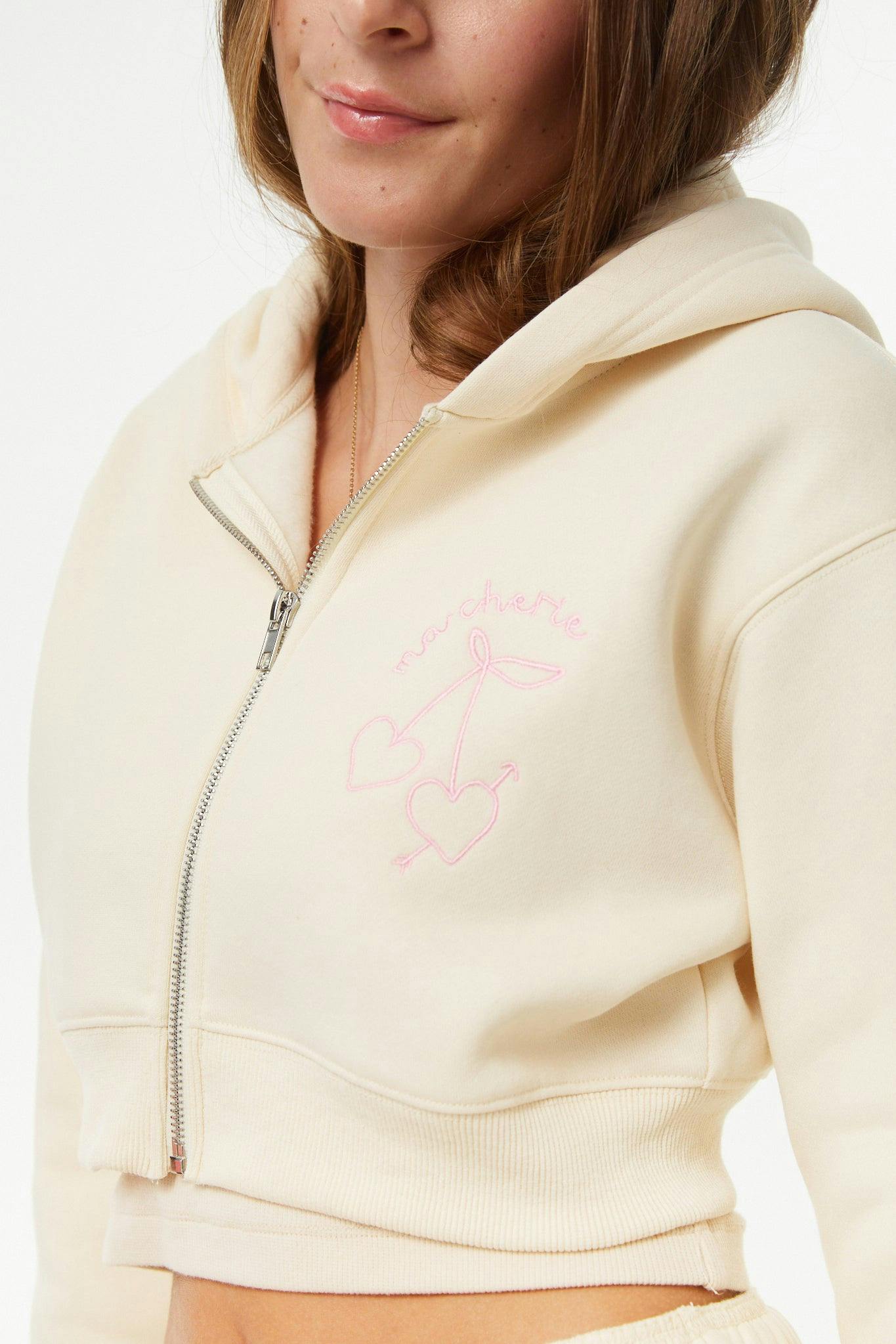 Mia Winter White French Terry Zip up Hoodie - Ma Cherie