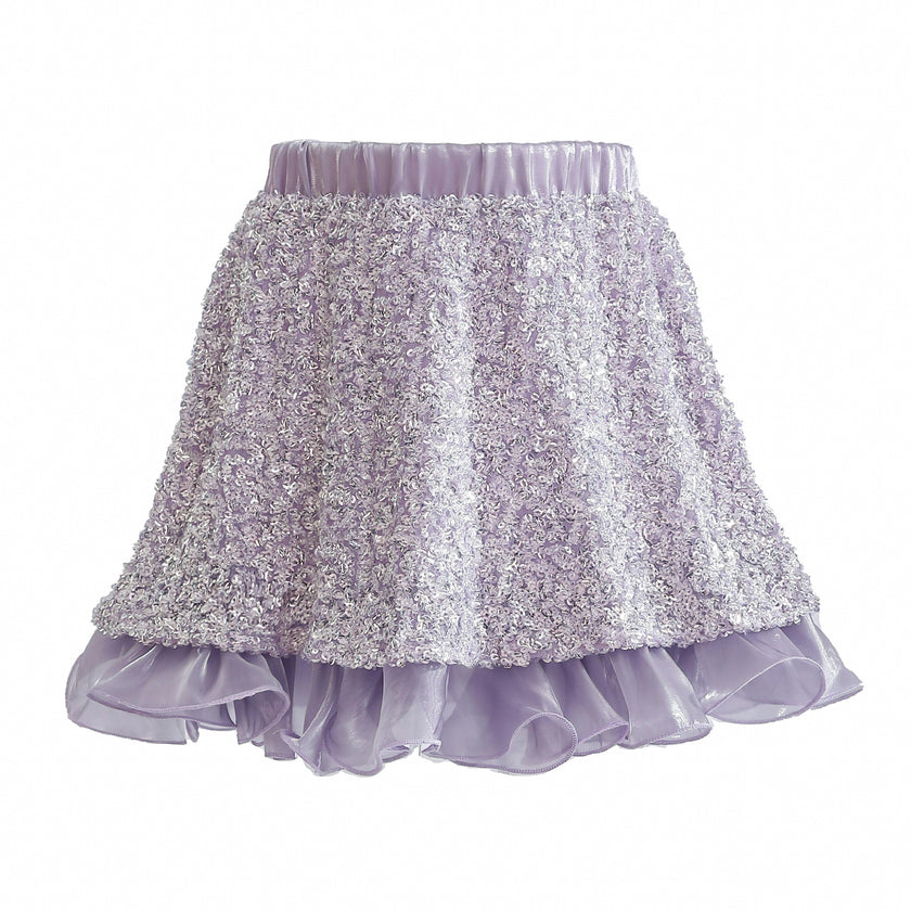 Purple Althea Glitter Ruffle Skirt Set