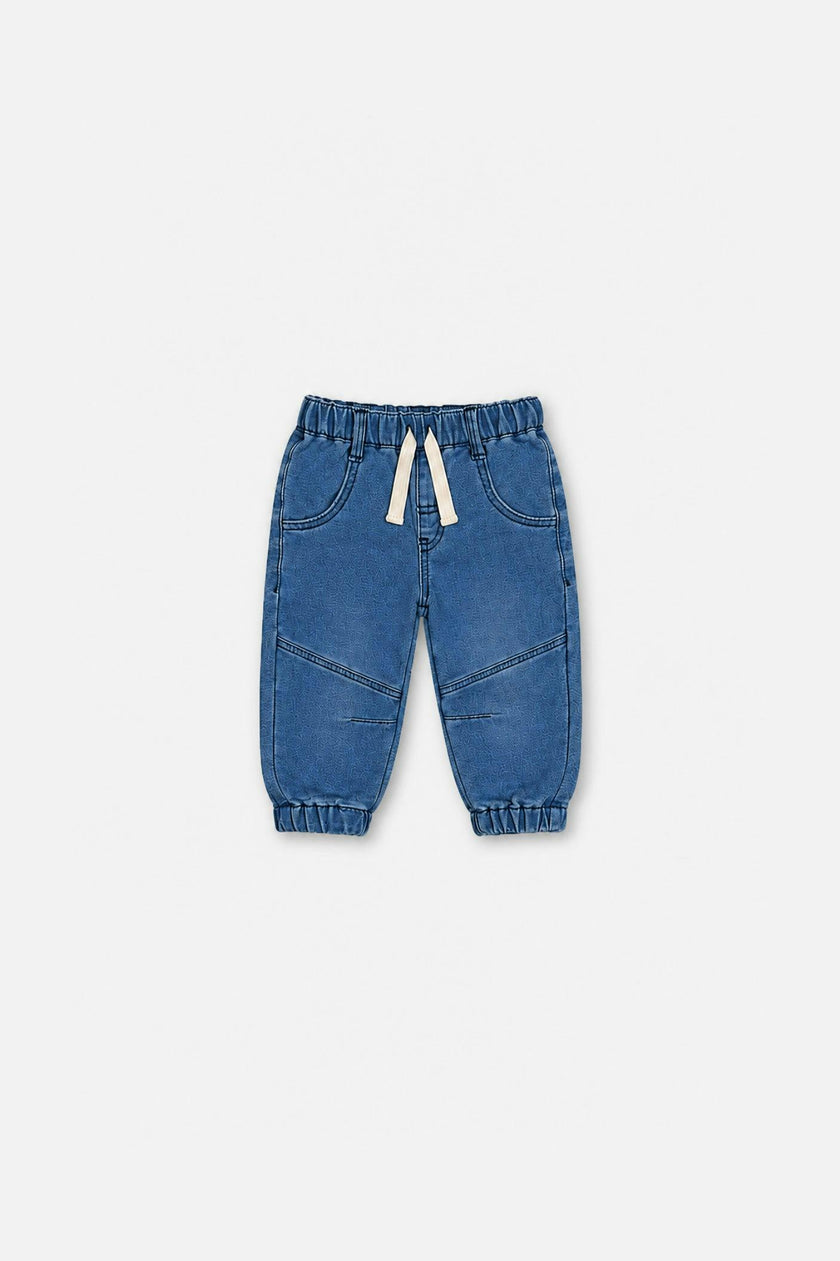 Baby French Terry Denim Jogger Pants Light Blue