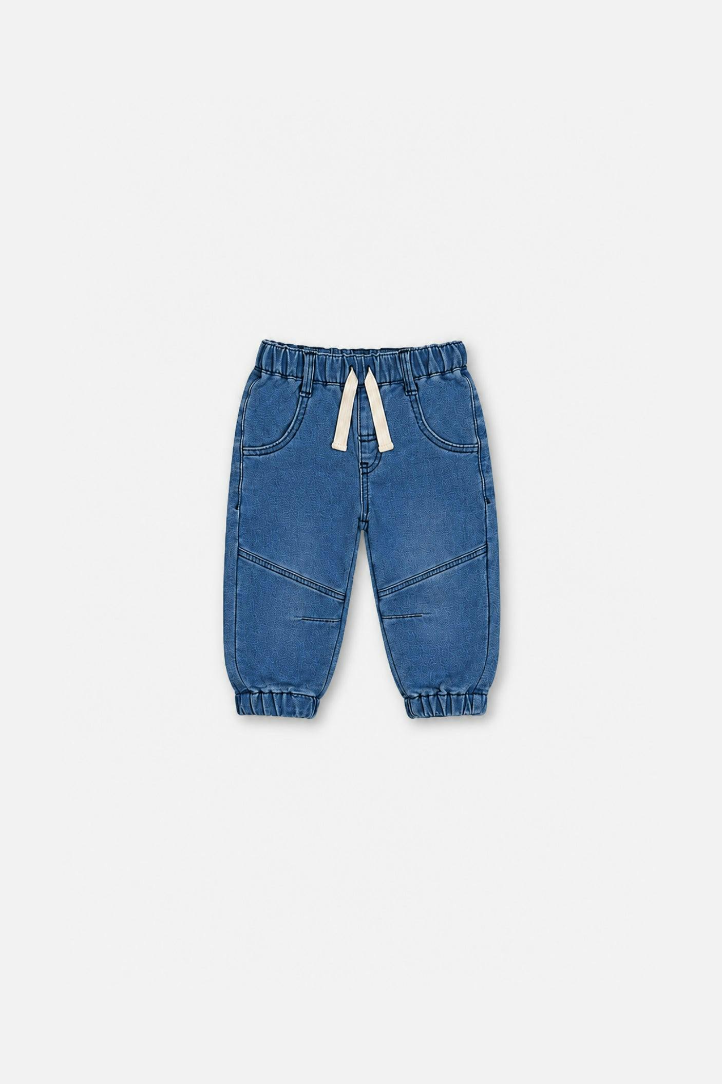 Baby French Terry Denim Jogger Pants Light Blue