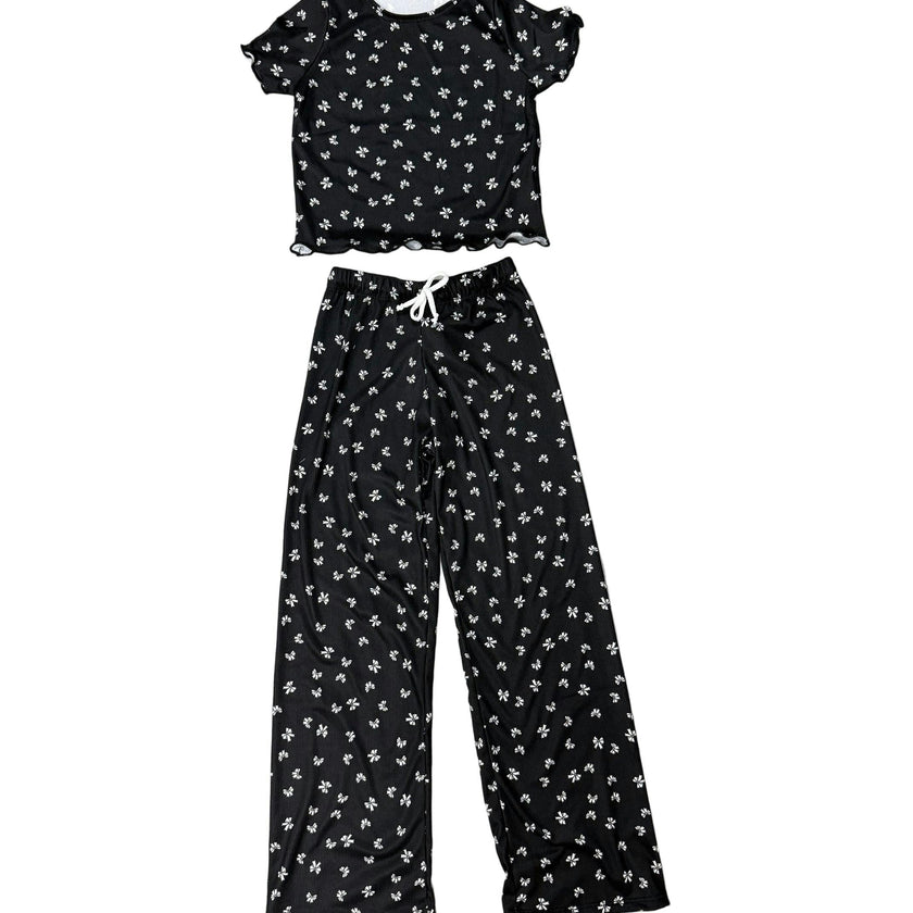Girls Printed Lounge 2 Pc Short Sleeve Top and Pants Set