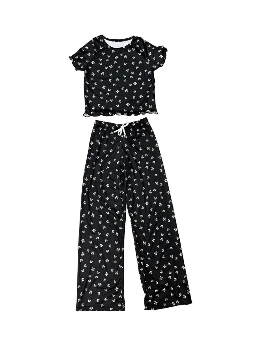 Girls Printed Lounge 2 Pc Short Sleeve Top and Pants Set