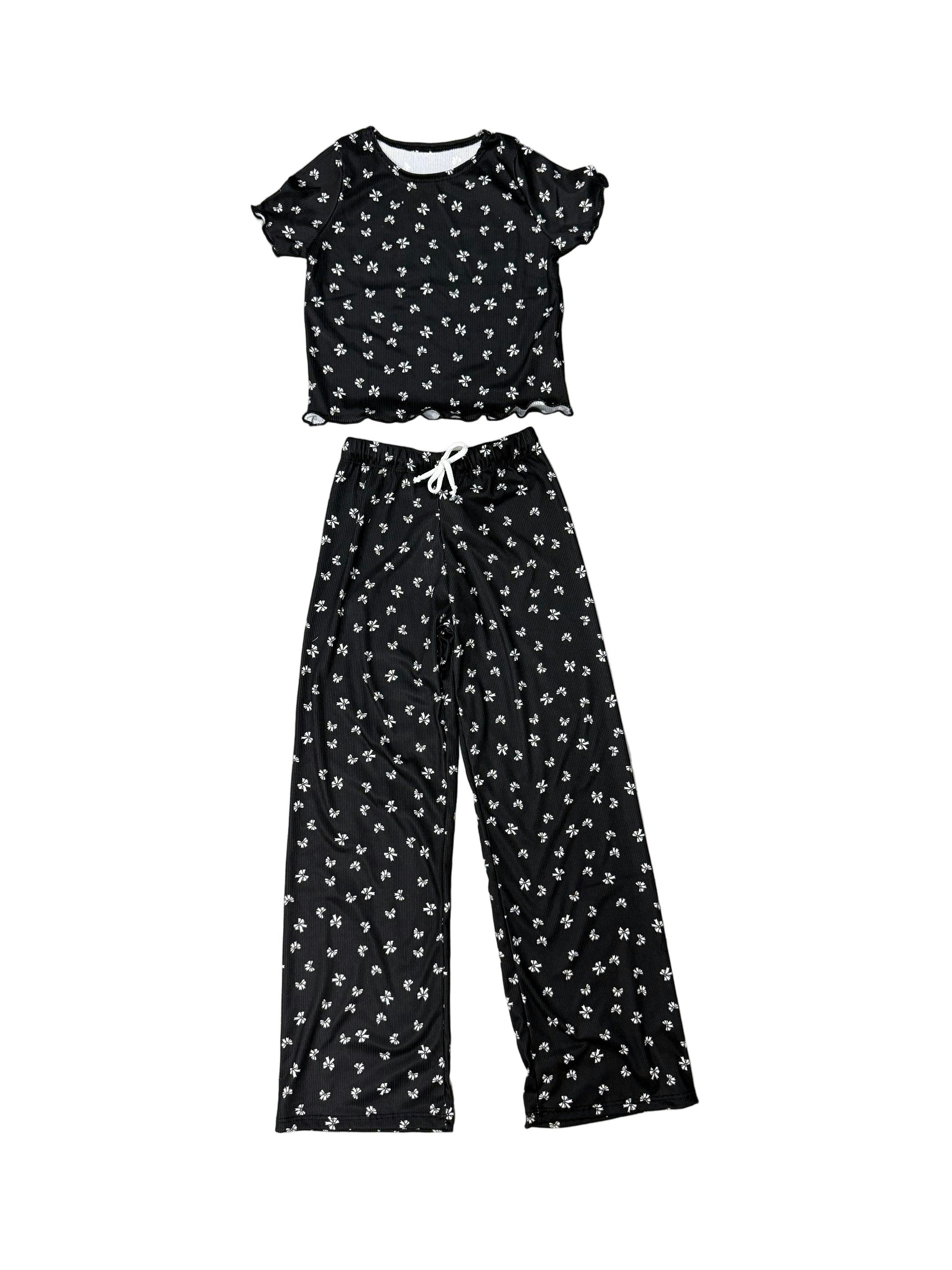 Girls Printed Lounge 2 Pc Short Sleeve Top and Pants Set