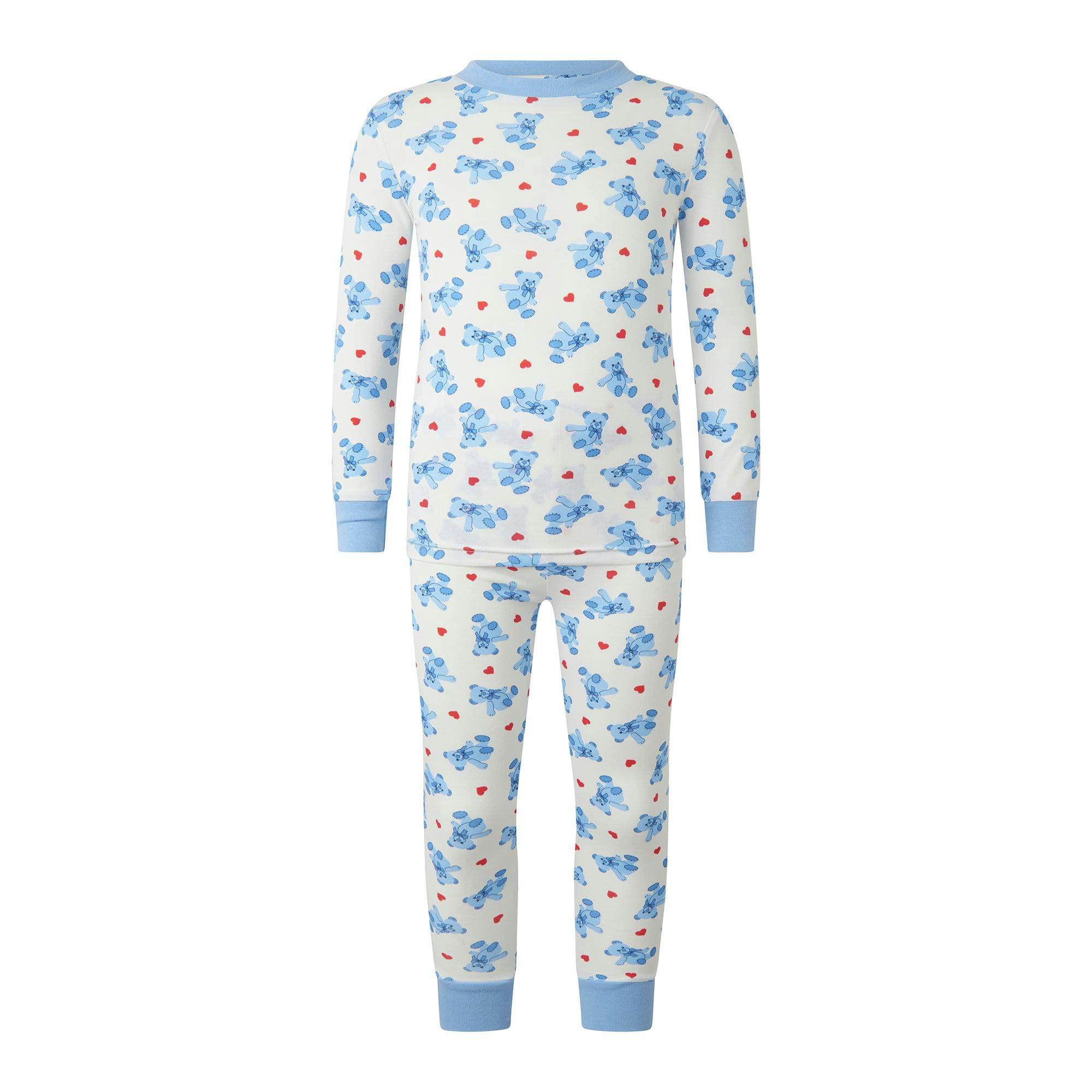 Hearts Print Long Sleeve Jersey Pajamas Set