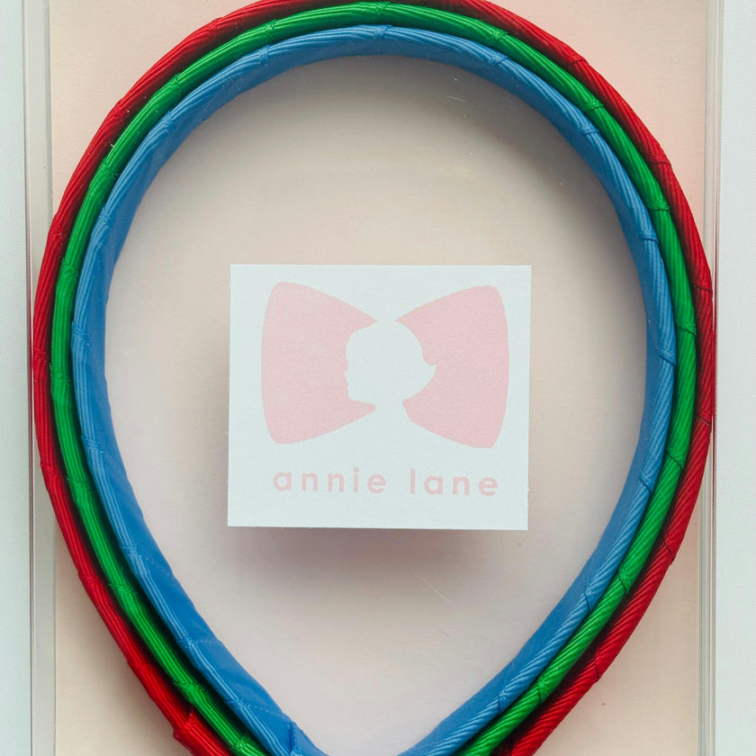 Set of three headbands - red, green and capri blue