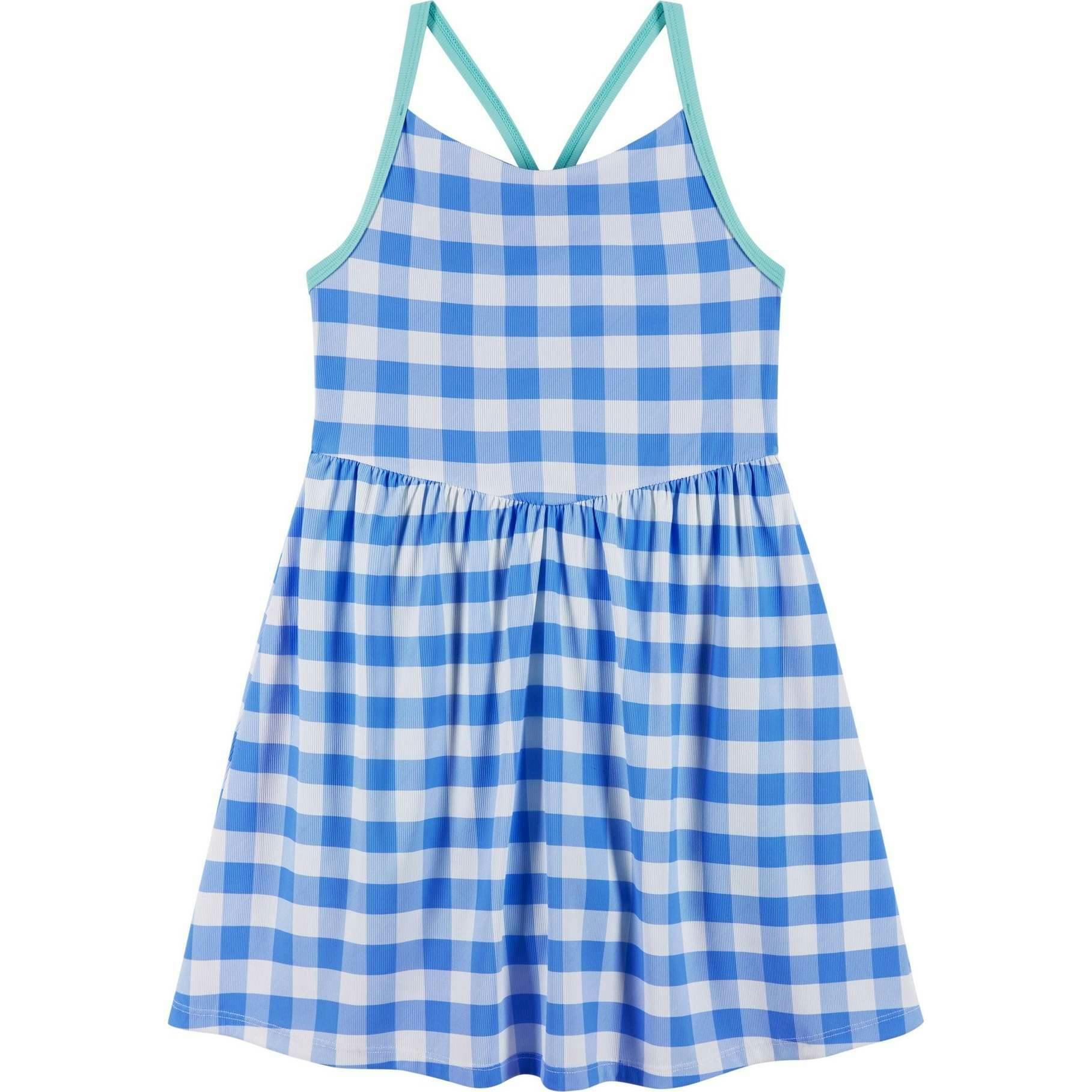 Tween Girls Knit Skort Dress | Blue Gingham
