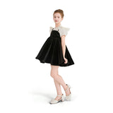 Black & White Crestella Velvet Bow Dress