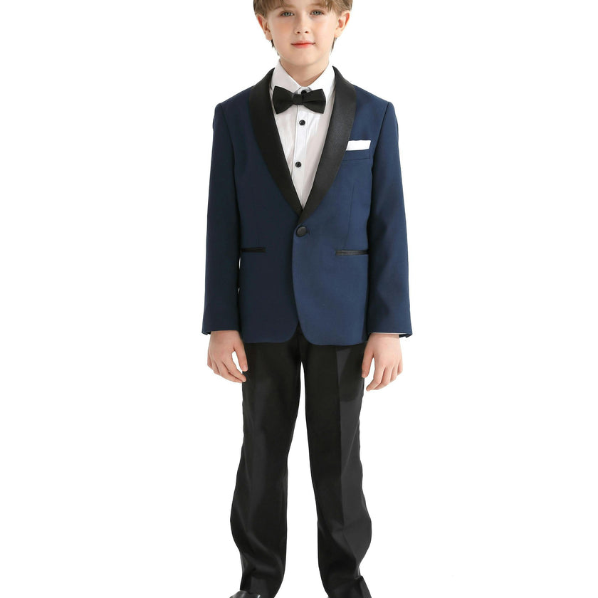 Navy Moustache Shawl Lapel Tuxedo Set