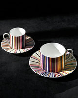 Coffee Cup & Saucer Stripes Set of 2 In Luxury Box Jenkins 156 Diam. 2.3"