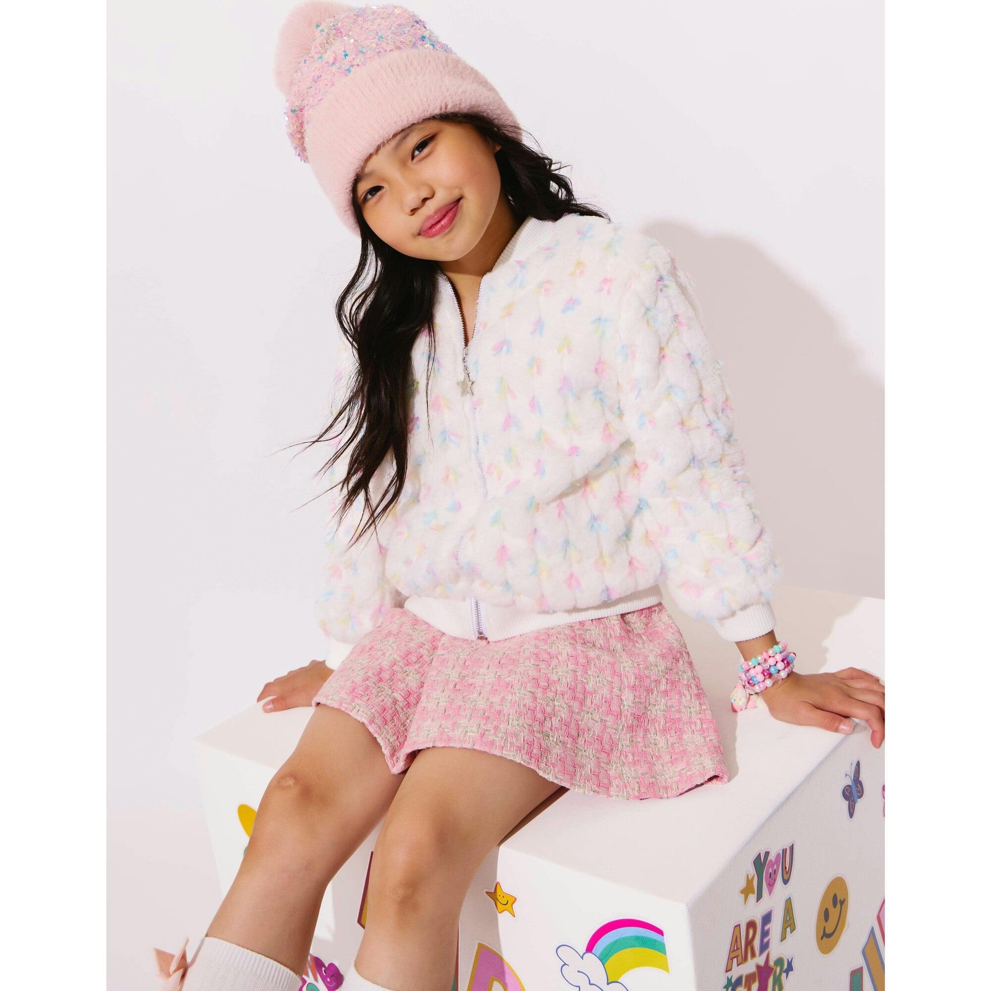 Pastel Bows Fuzzy Bomber