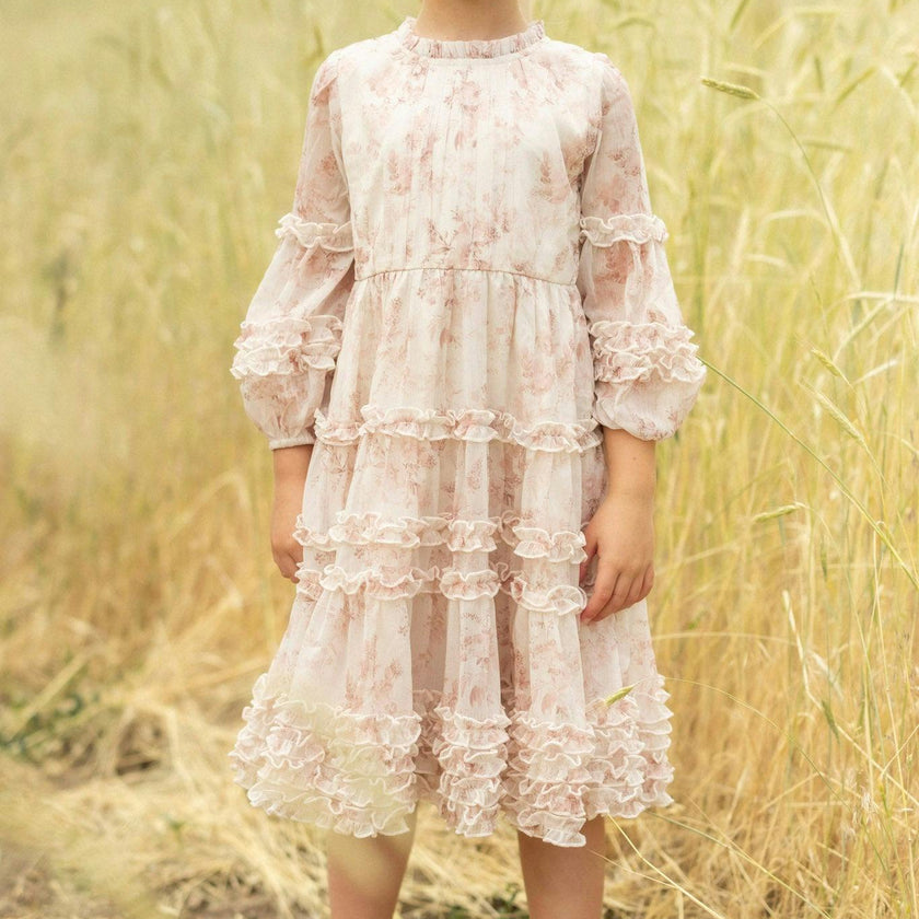 Mini Geneva Dress in Banana Creme Aquarelle Fleur