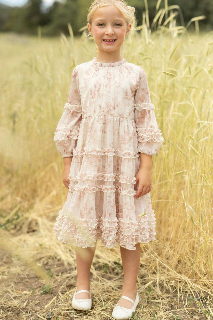 Mini Geneva Dress in Banana Creme Aquarelle Fleur