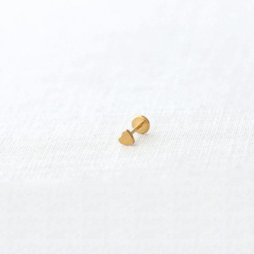 Heart Titanium Flat Back Stud Earring