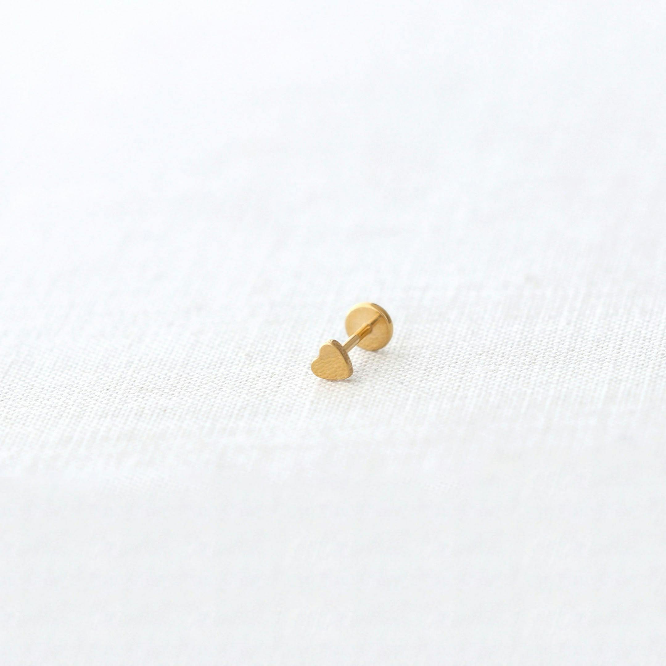 Heart Titanium Flat Back Stud Earring