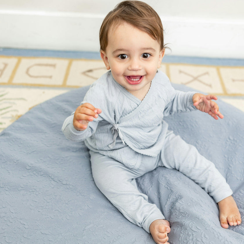 Crinkled Jersey Wrap 2Pc Set Blue